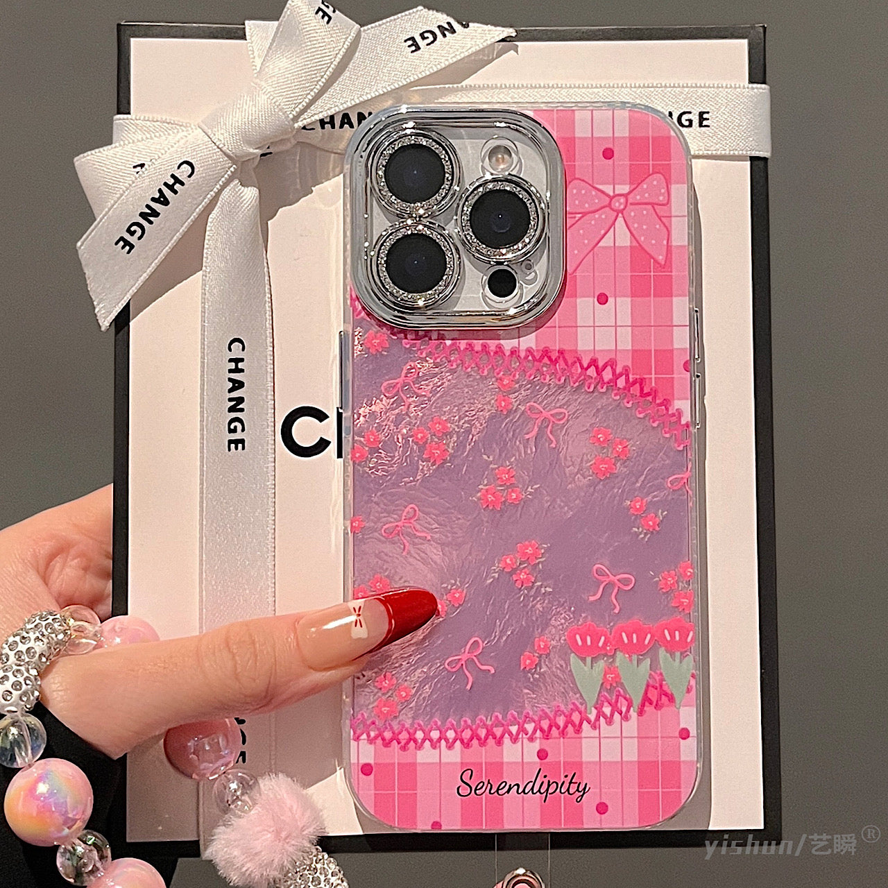 iPhoneケース おしゃれ フラワー キラキラ カメラ保護付き スマホケース