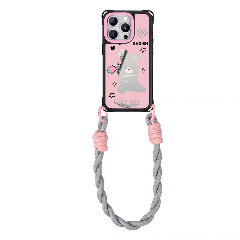 iPhoneケース かわいい うさぎ にんじん 頑丈 ショルダー ストラップ スマホケース