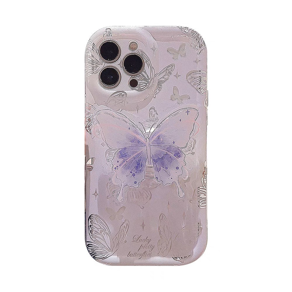 iPhoneケース かわいい 蝶々 パープル スマホケース
