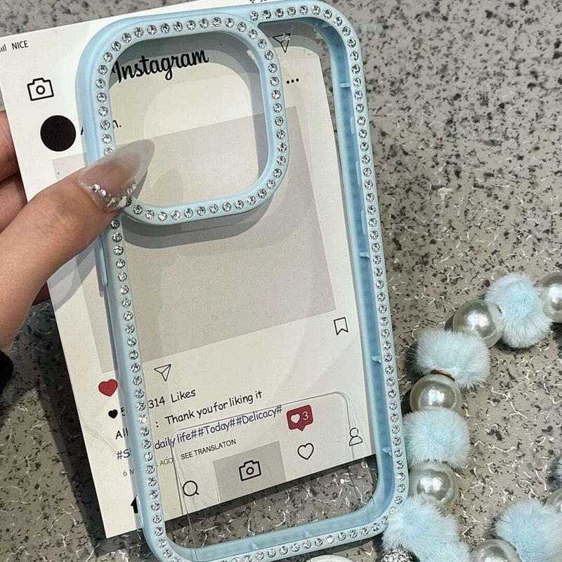 iPhoneケース キラキラ クリスタル付き 単色 透明 クリア スマホケース