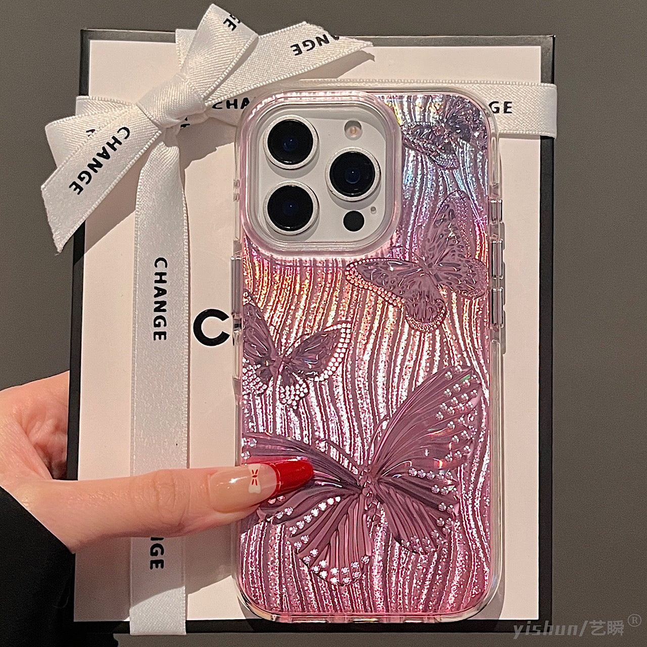 iPhoneケース おしゃれ キラキラ 蝶々 単色 スマホケース