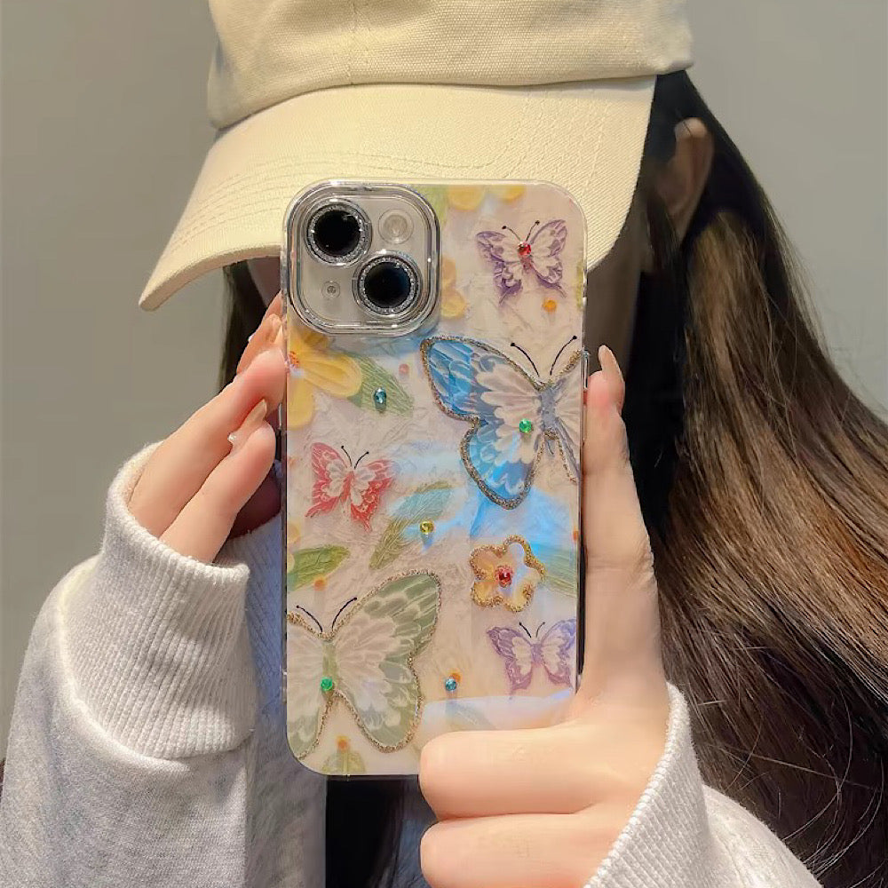 iPhoneケース カラフル 蝶々 かわいい スマホケース