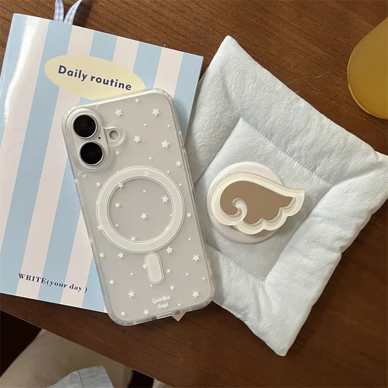iPhoneケース おしゃれ スター ミラー 持ち手付き 半透明 スマホケース
