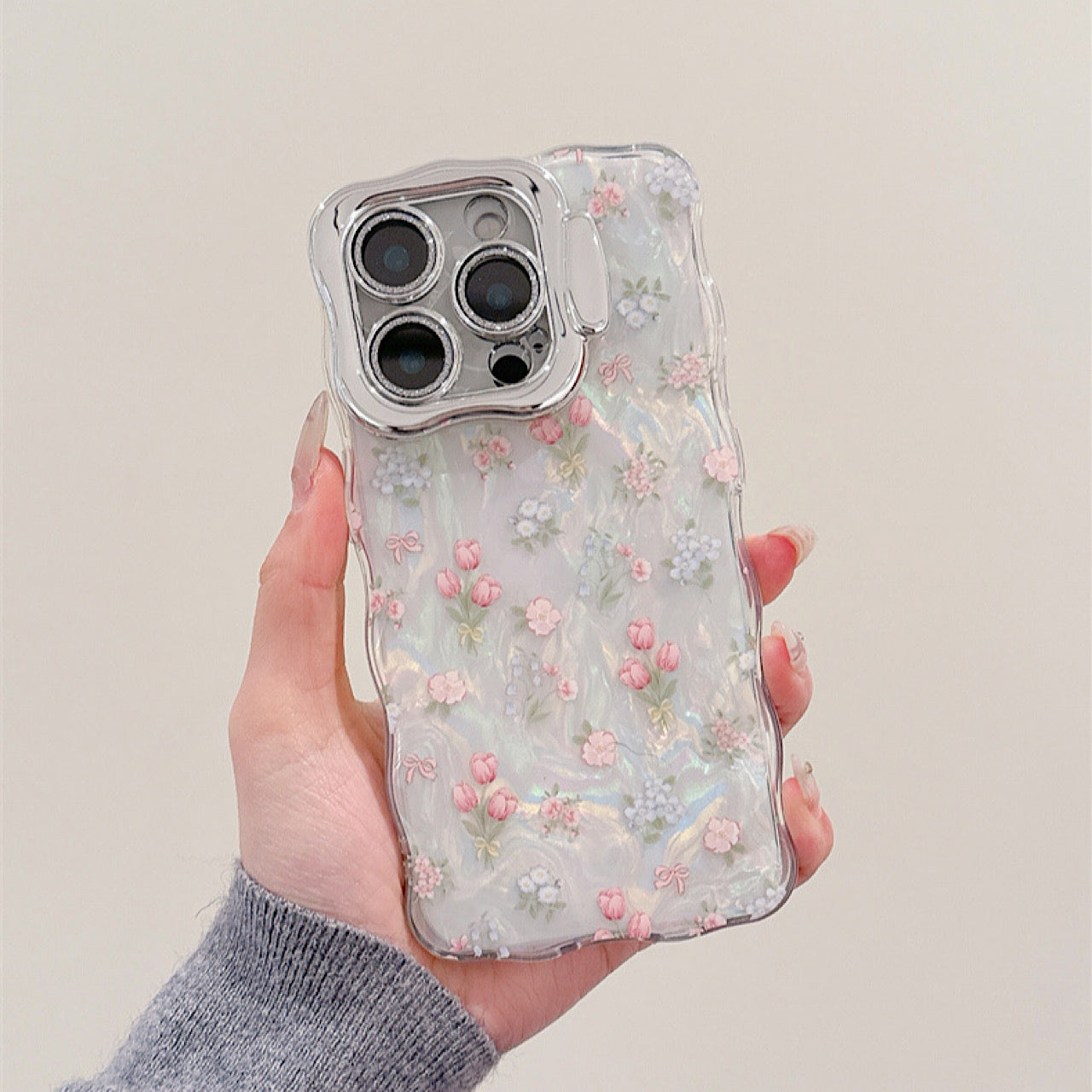 iPhoneケース おしゃれ フラワー スタンド付き スマホケース