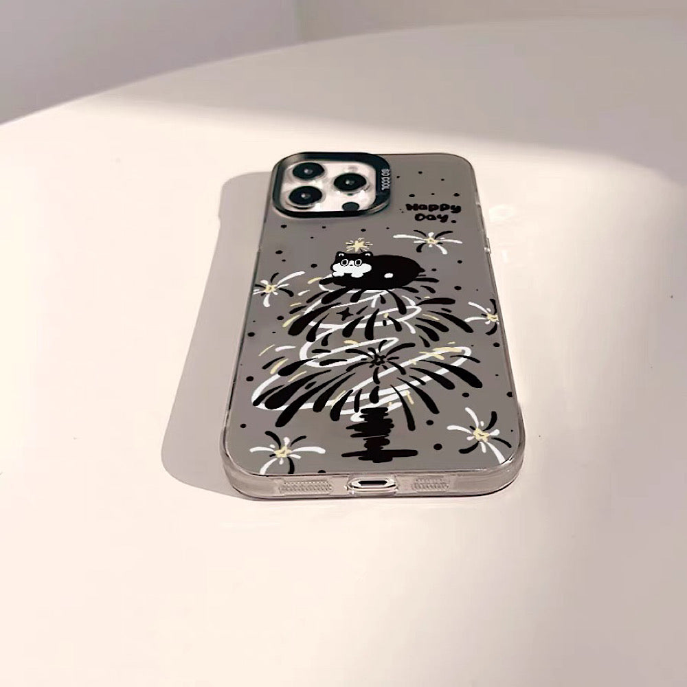 iPhoneケース かわいい ブラック ねこ スマホケース