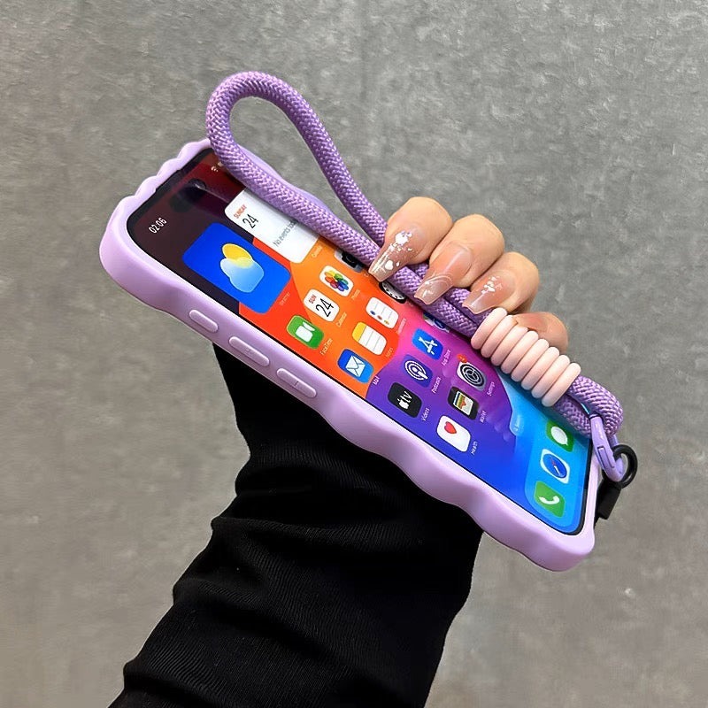 iPhoneケース かわいい アイスパフェ うねうね パープル 韓国 スマホケース