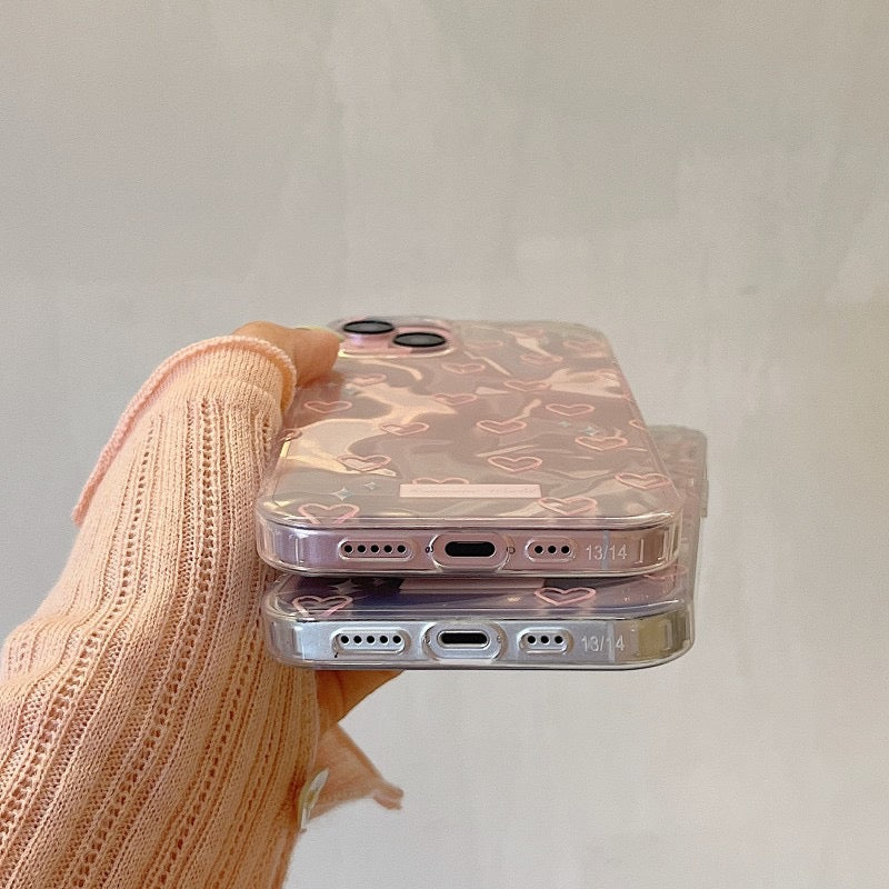 iPhoneケース 大人ガーリーピンク ハート スマホケース