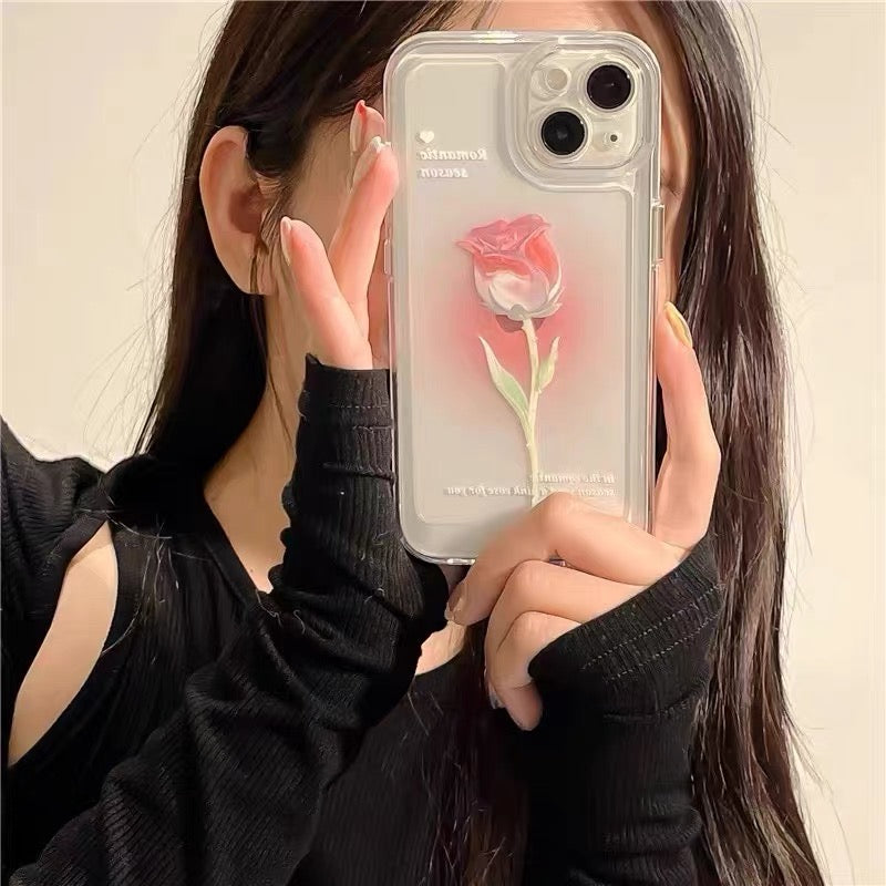 iPhoneケース おしゃれ ローズフラワー 透明 クリア スマホケース