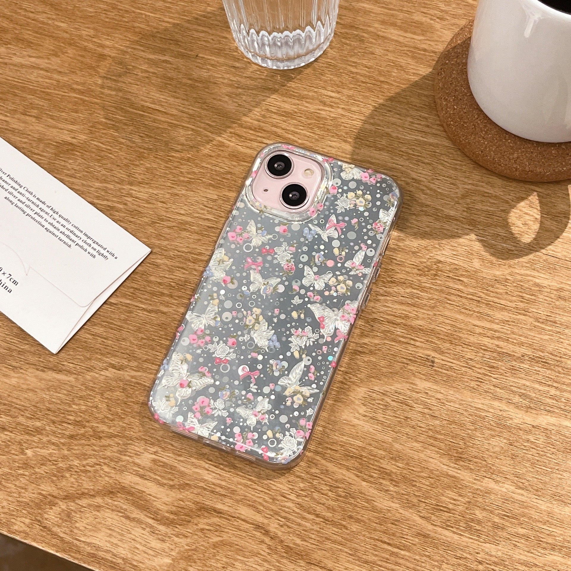 iPhoneケース おしゃれ キラキラ フラワー シルバー スマホケース