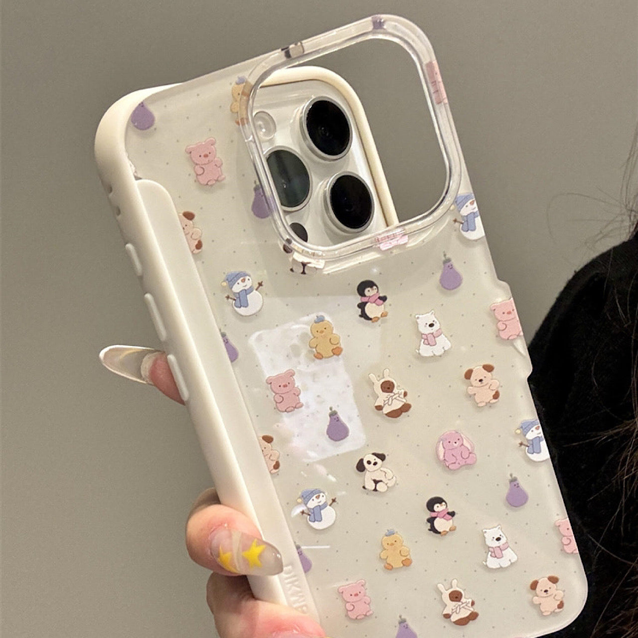 iPhoneケース かわいい アニマル フラワー スタンド付き スマホケース
