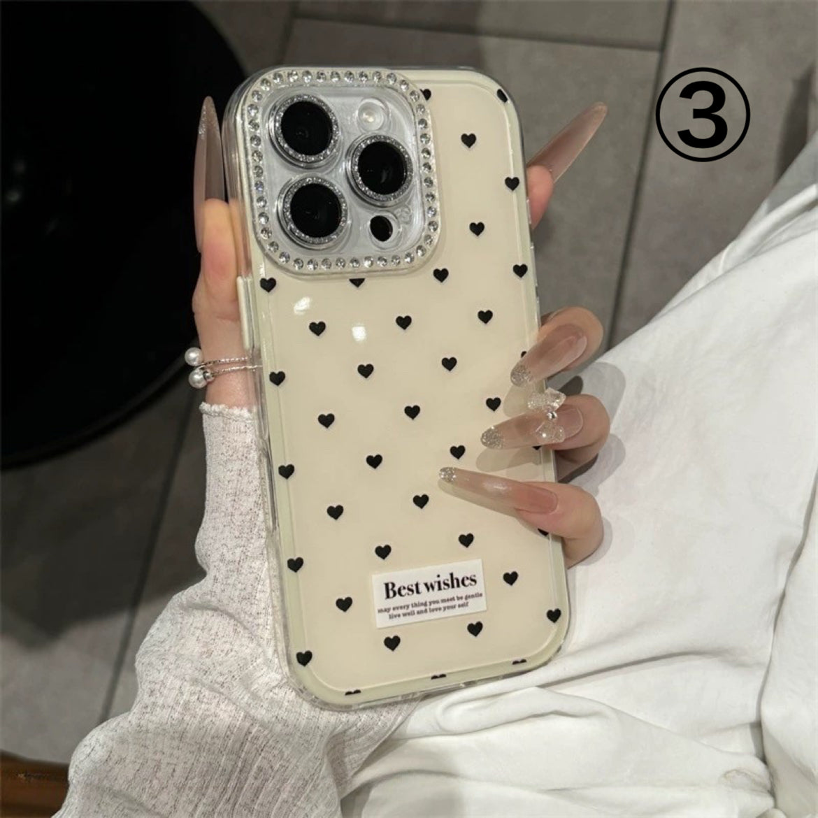 iPhoneケース シンプル ハート キラキラ カメラ保護付き スマホケース