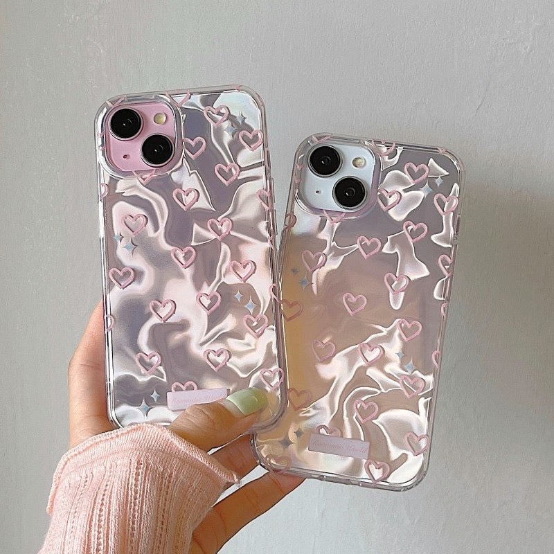iPhoneケース 大人ガーリーピンク ハート スマホケース
