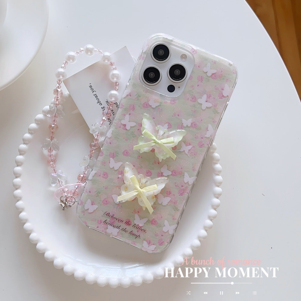 iPhoneケース 立体蝶々 リボン付き  ガーリー クリア デザイン スマホケース