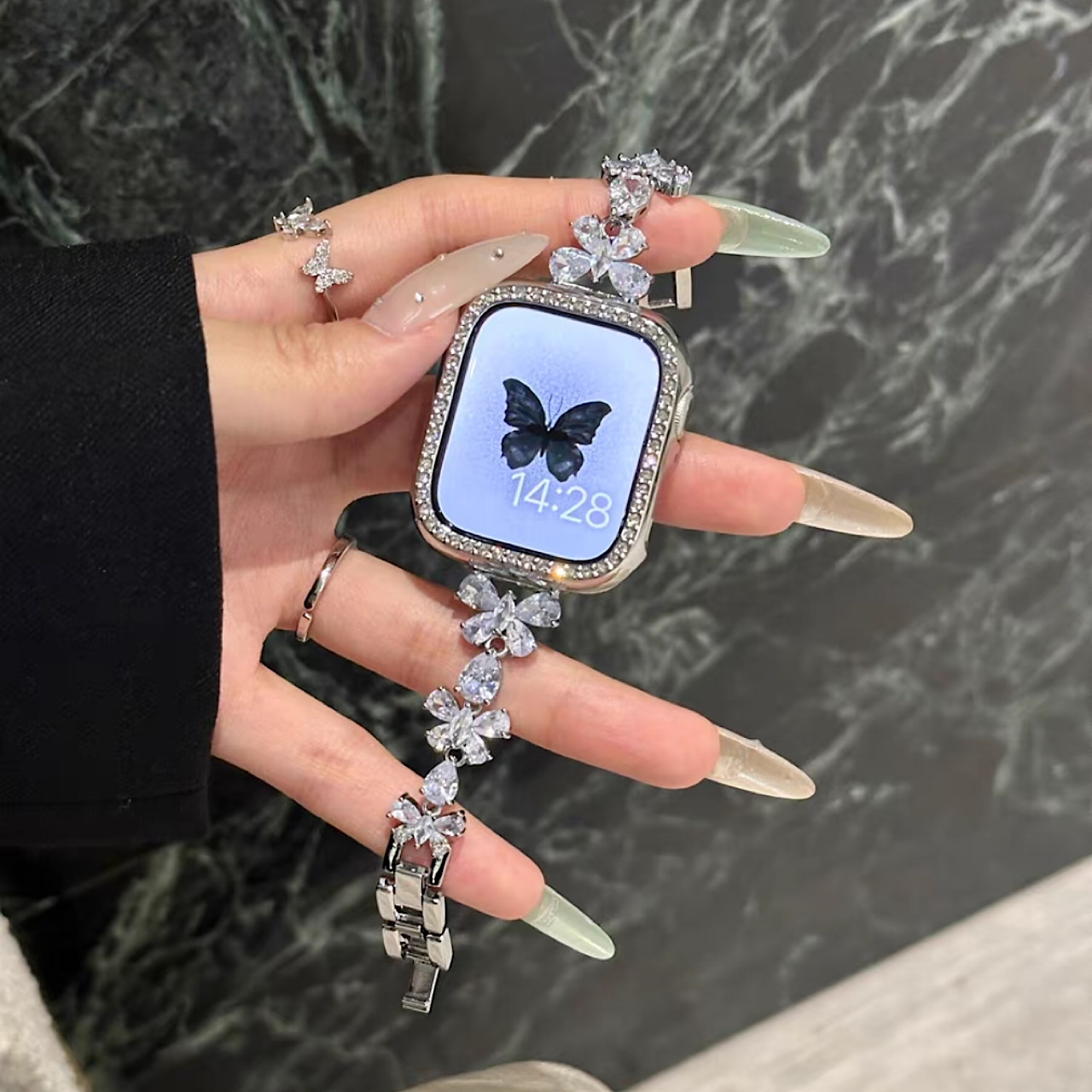 AppleWatch おしゃれ キラキラ クリスタル フラワー アップル AppleWatch おしゃれ キラキラ クリスタル フラワー アップル