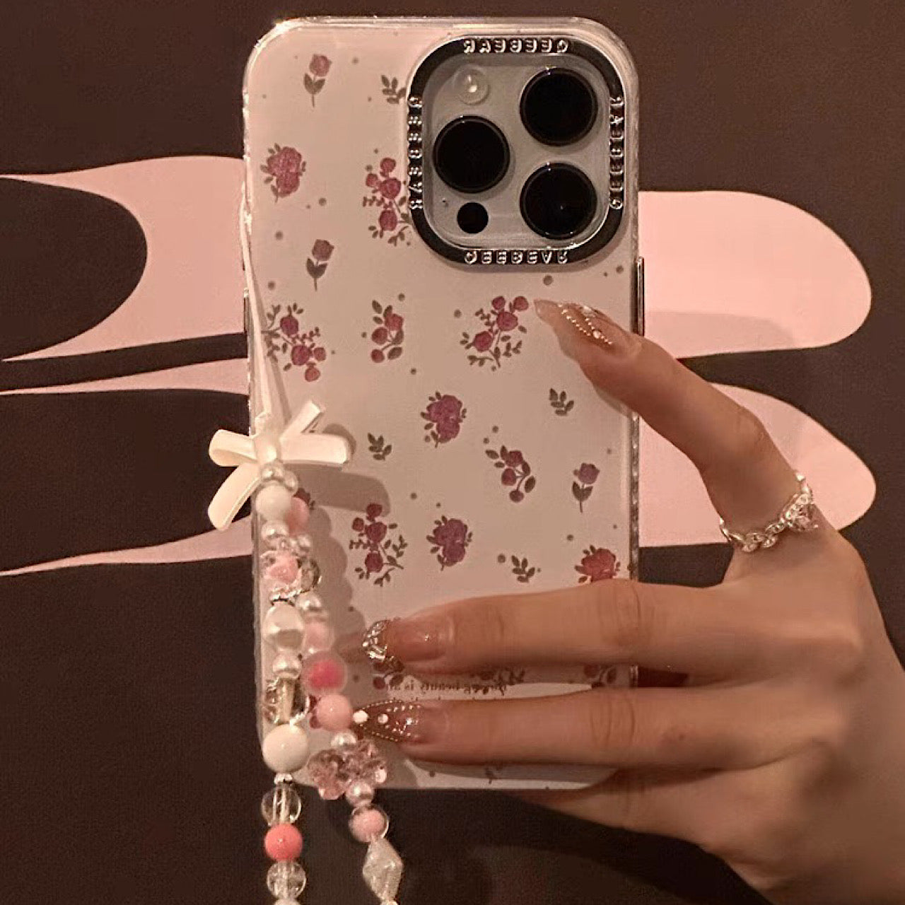 iPhoneケース かわいい ピンク フラワー スマホケース
