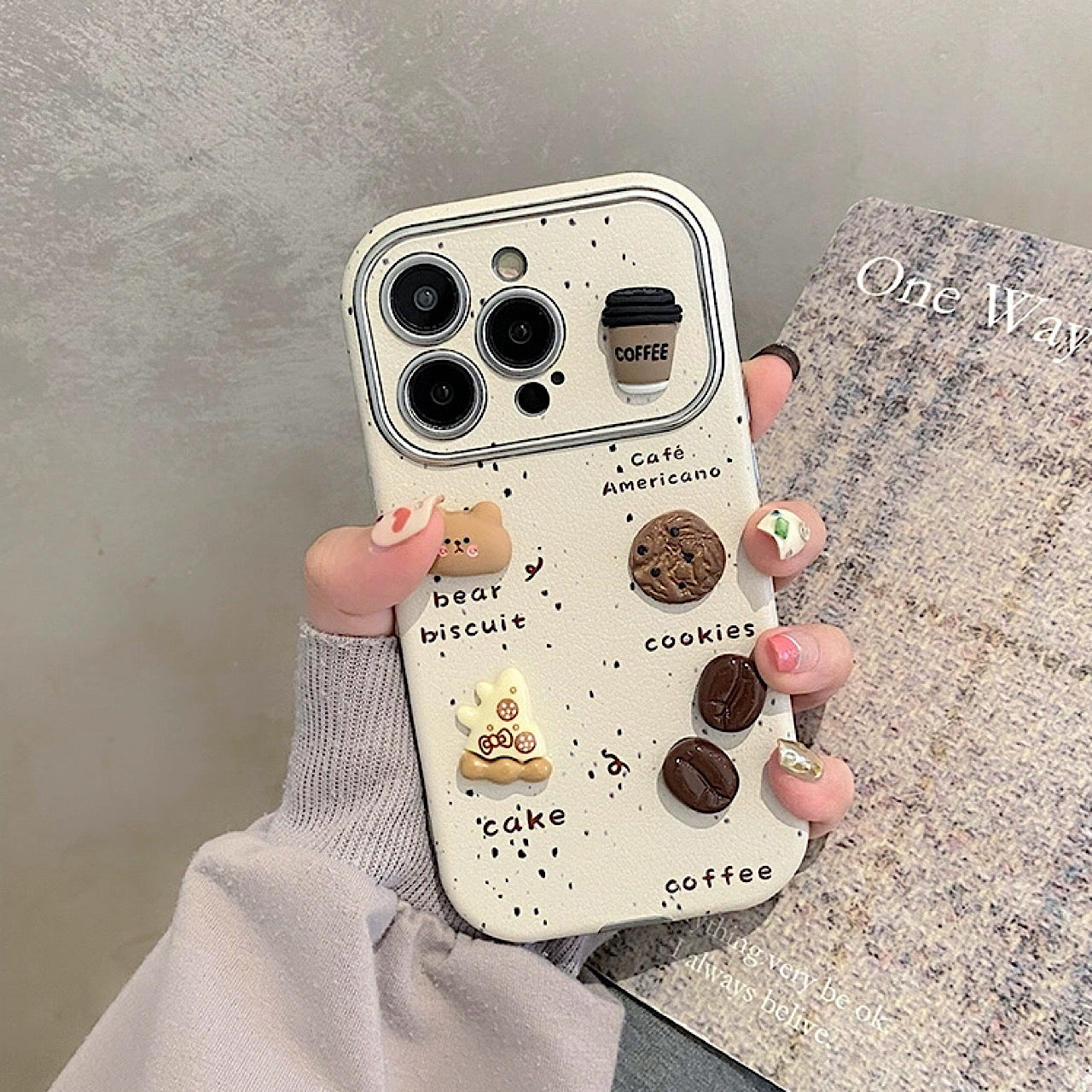 iPhoneケース 立体くま ビスケット＆カフェデザイン スマホケース