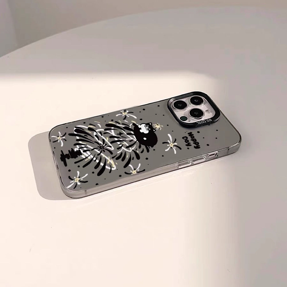 iPhoneケース かわいい ブラック ねこ スマホケース