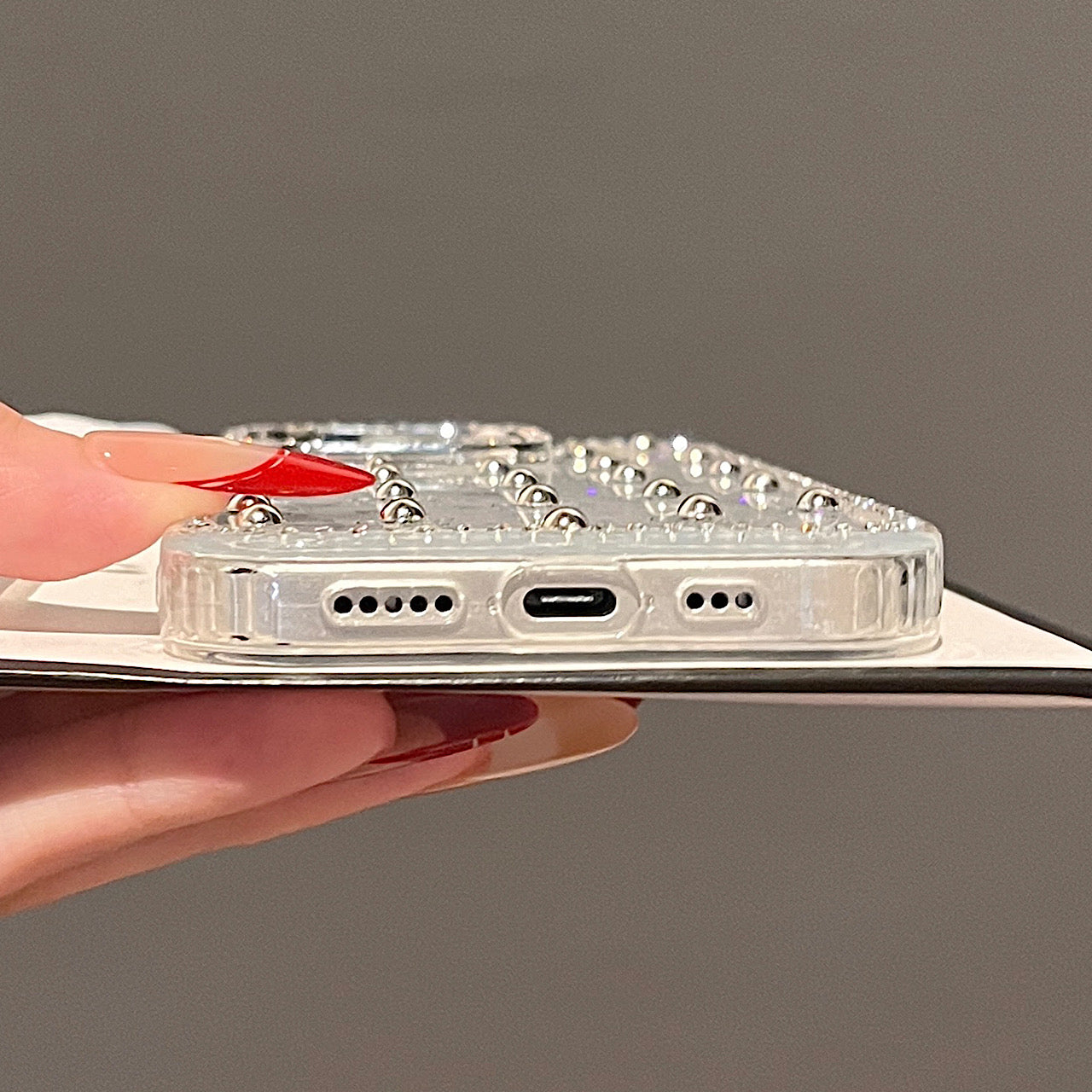 iPhoneケース 立体 フラワー 透明 クリア スマホケース
