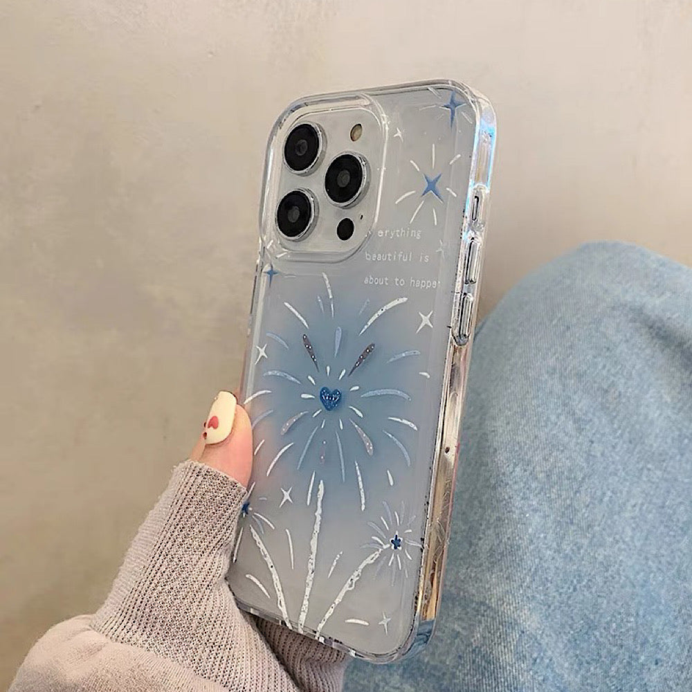 iPhoneケース おしゃれ 花火 ホワイト スマホケース