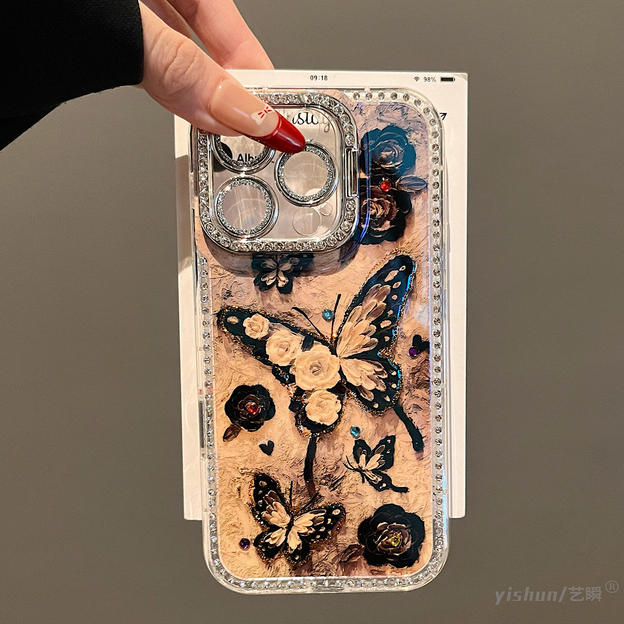 iPhoneケース おしゃれ 蝶々 スタンド付き スマホケース