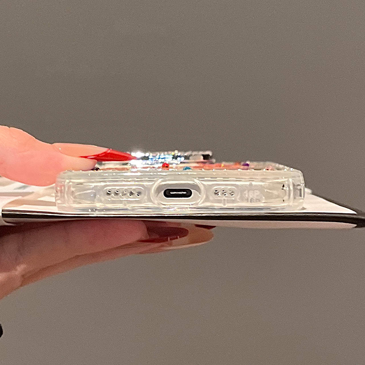 iPhoneケース おしゃれ 蓮の花 キラキラ ジュエル付き スマホケース