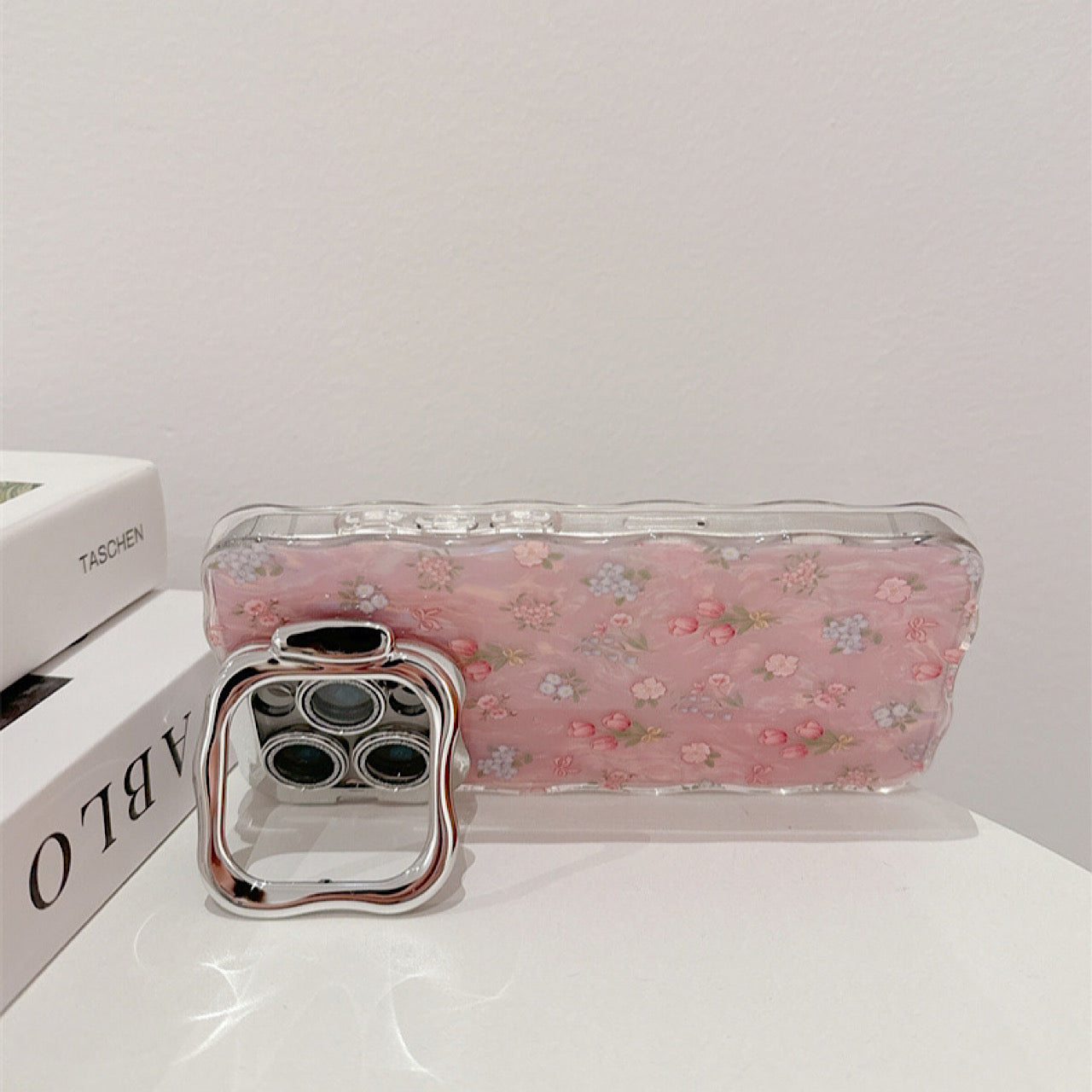 iPhoneケース おしゃれ フラワー スタンド付き スマホケース