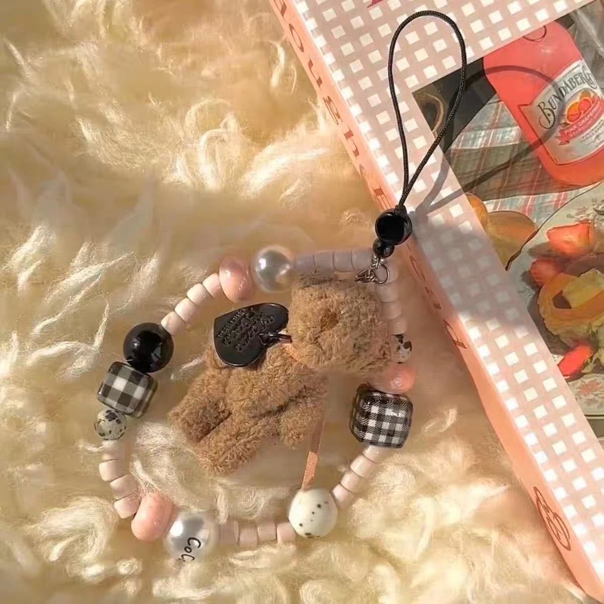 携帯ストラップ かわいい ベージュ 熊 ぬいぐるみ スマホストラップ