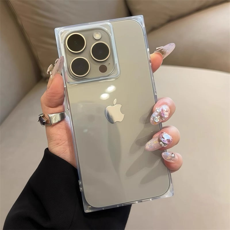 iPhoneケース シンプル 角型 透明 クリア スマホケース