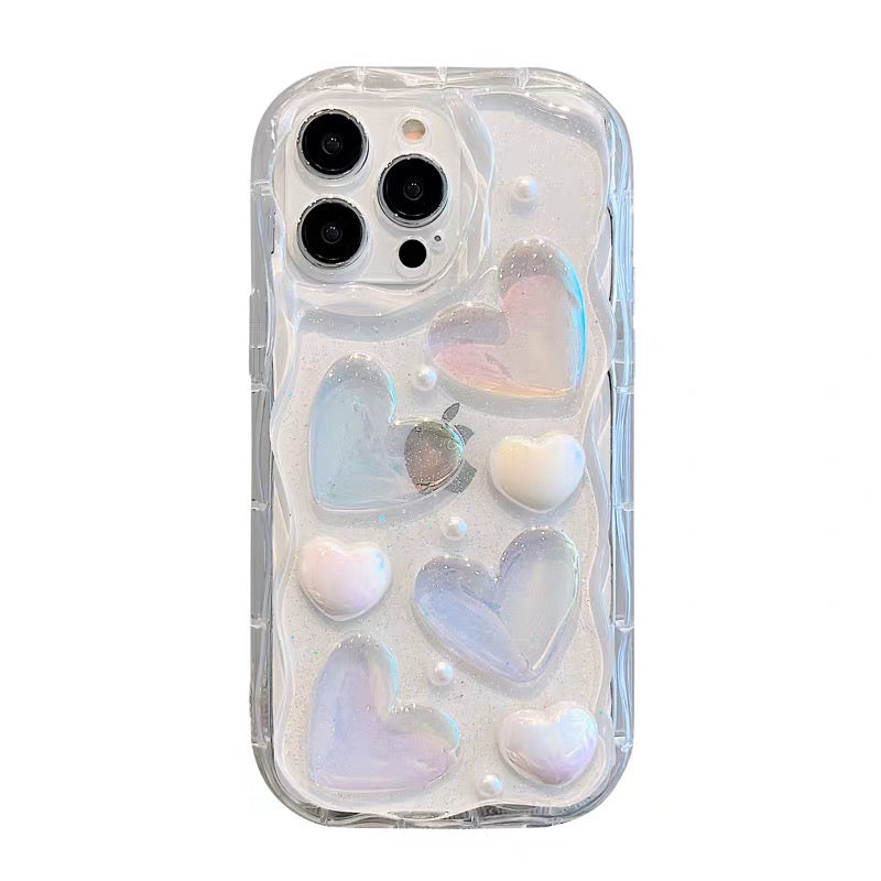 iPhoneケース 立体 ハート 頑丈 おしゃれ ホワイト スマホケース