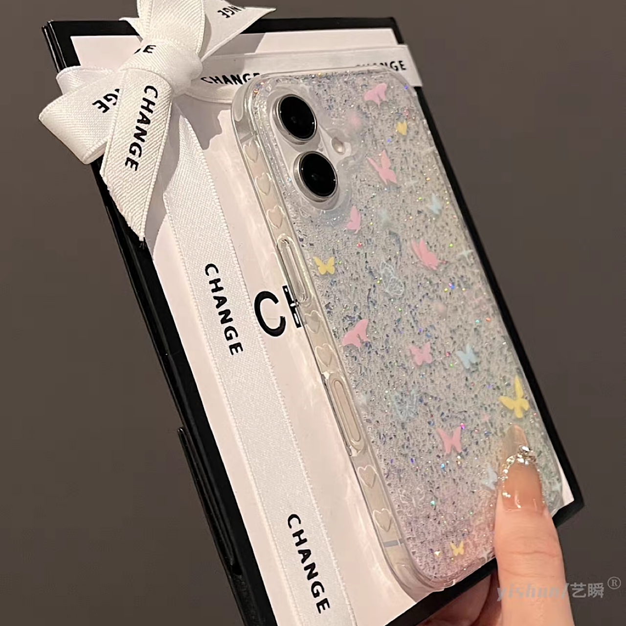 iPhoneケース カラフル 蝶々 キラキラ スマホケース