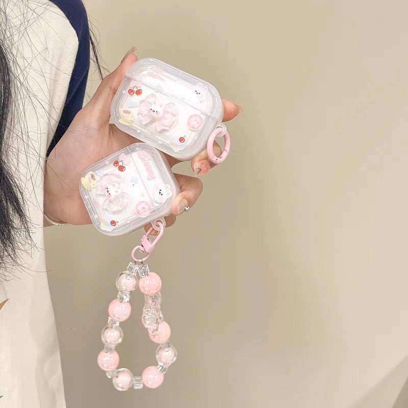 AirPodsケース かわいい 立体 リボン うさぎ AirPods Proケース