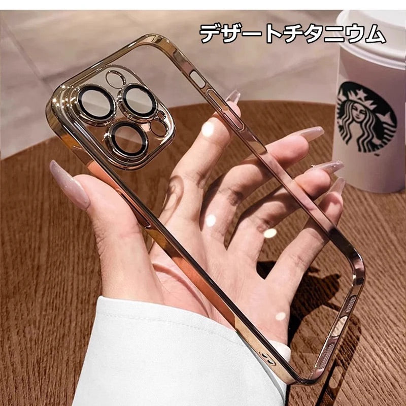 iPhoneケース　チタニウム 黄ばまないカメラ保護 軽量　透明　クリア　スマホケース