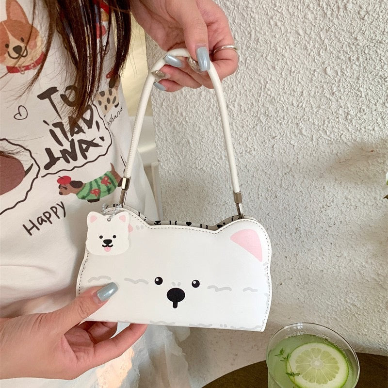 iPhoneケース かわいい 白犬 ショルダー ストラップ スマホケース