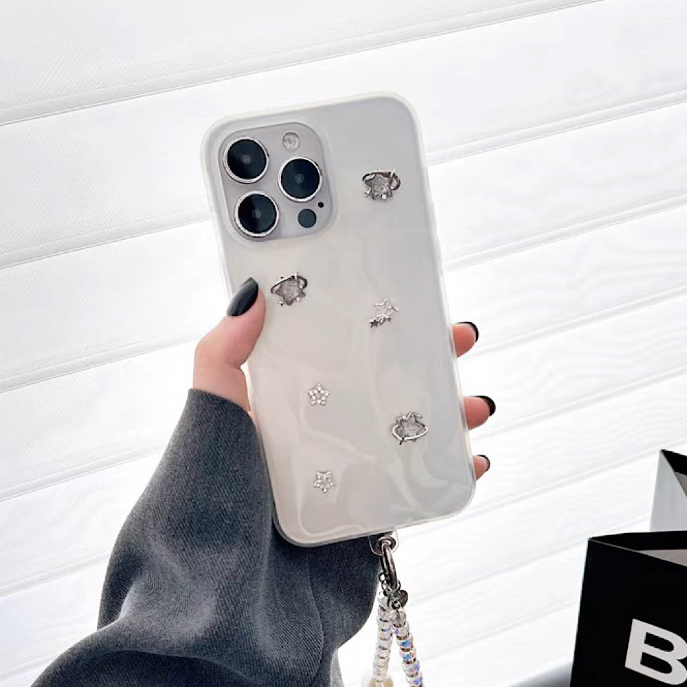 iPhoneケース 高級な 星柄 おしゃれ ホワイト スマホケース