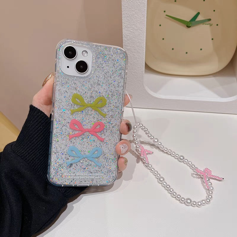 iPhoneケース カラフル リボン キラキラ スマホケース