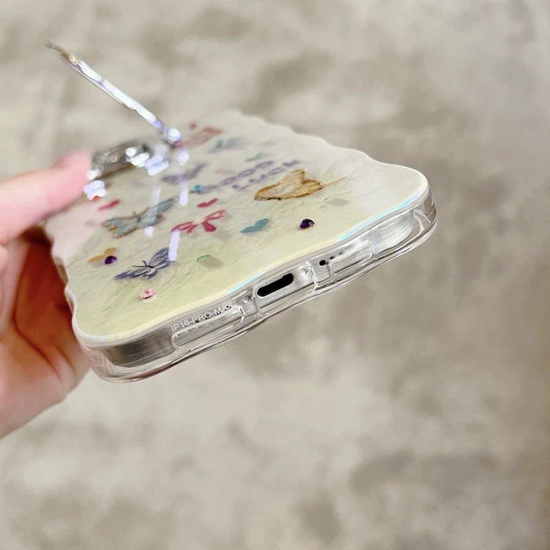iPhoneケース おしゃれ カラフル 蝶々 カメラ保護付き スマホケース