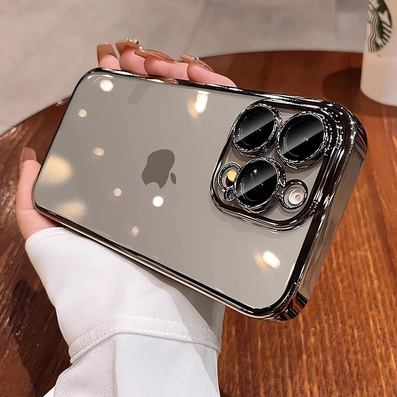 iPhoneケース　チタニウム 黄ばまないカメラ保護 軽量　透明　クリア　スマホケース