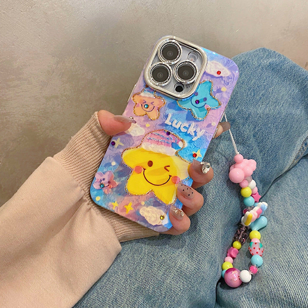 iPhoneケース かわいい カラフル スター スマホケース