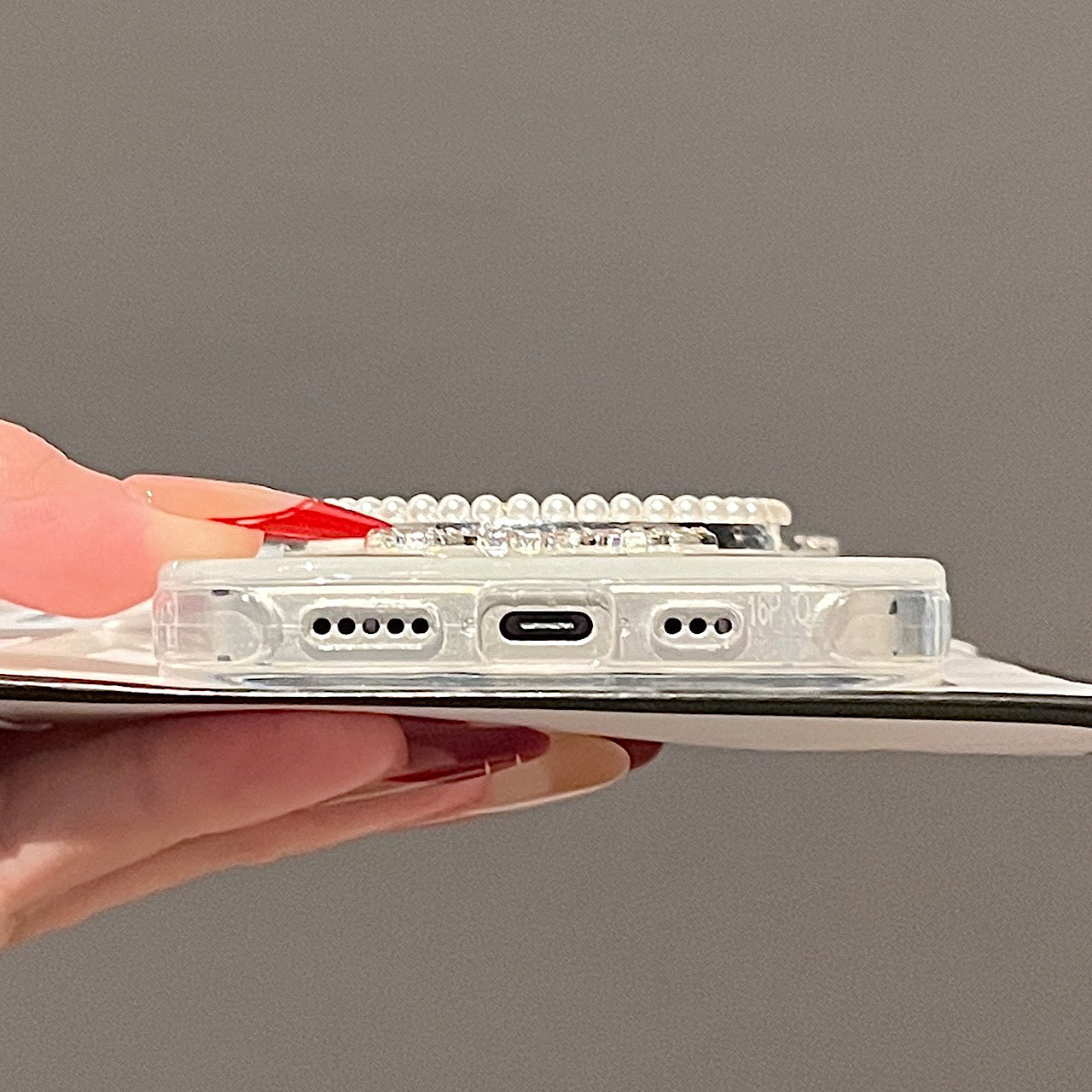 iPhoneケース おしゃれ キラキラ ホワイト ミラー付き スマホケース