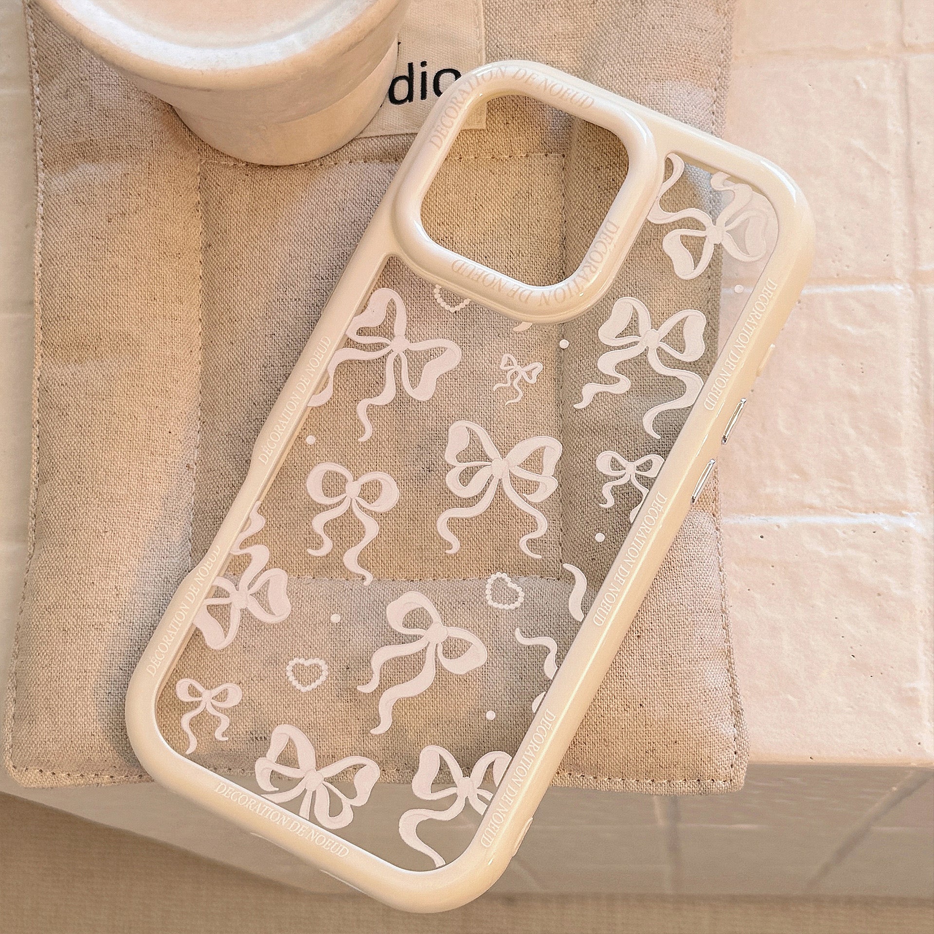 iPhoneケース ガーリー リボン 透明 クリア スマホケース