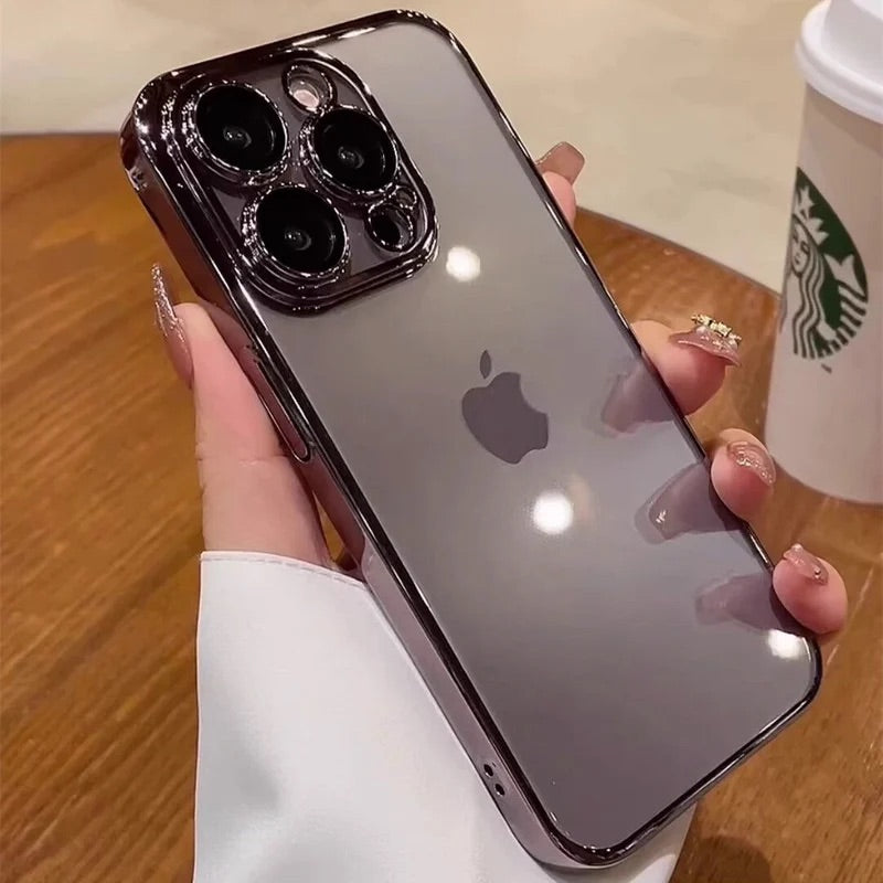 iPhoneケース　チタニウム 黄ばまないカメラ保護 軽量　透明　クリア　スマホケース