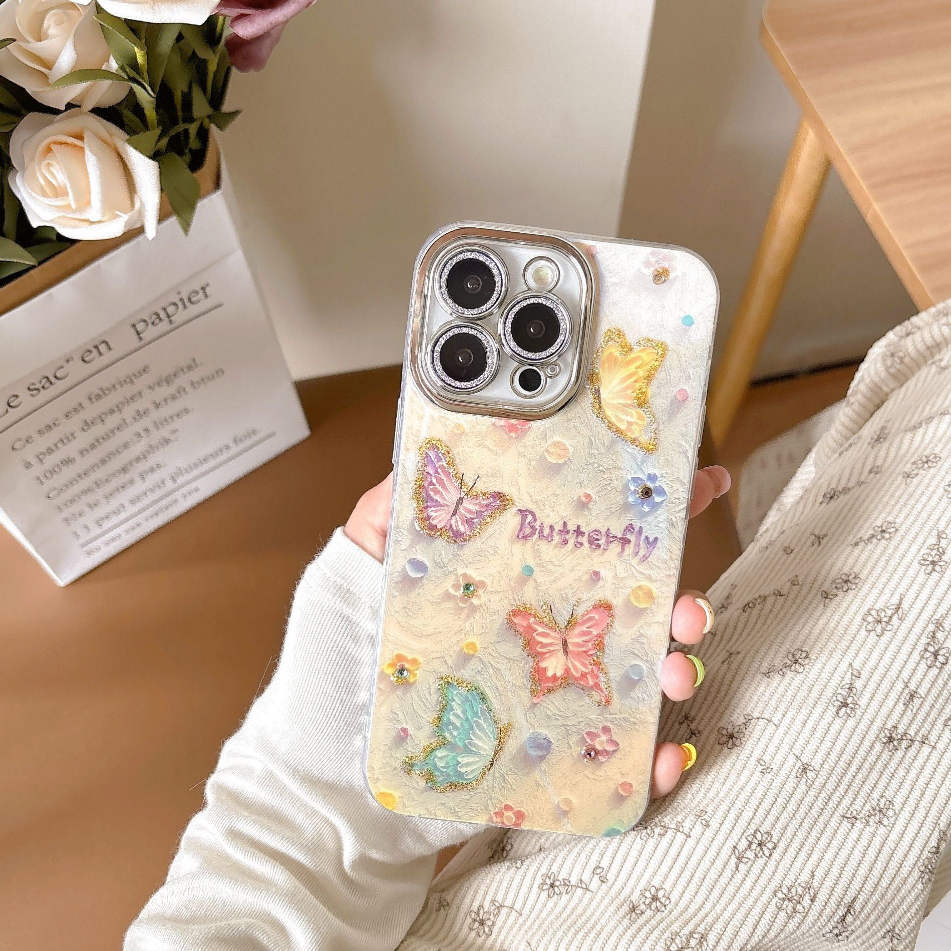 iPhoneケース おしゃれ カラフル 蝶々 スマホケース