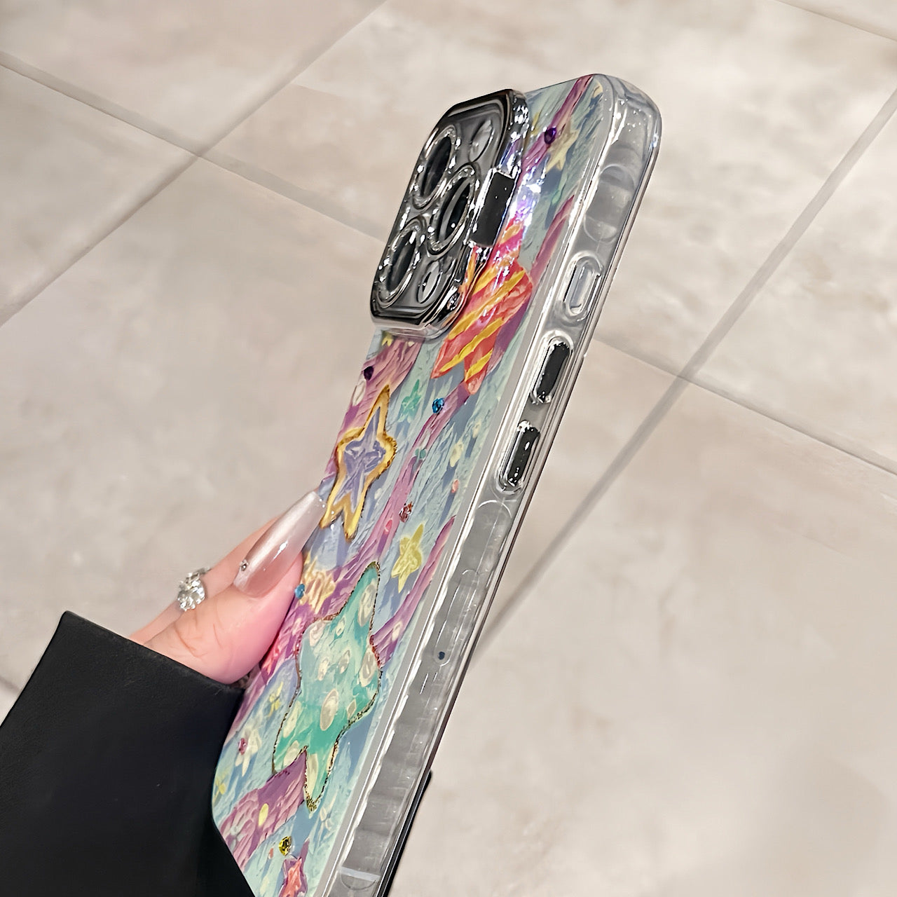 iPhoneケース ガーリー キラキラ 星柄 ファンシーかわいい スマホケース