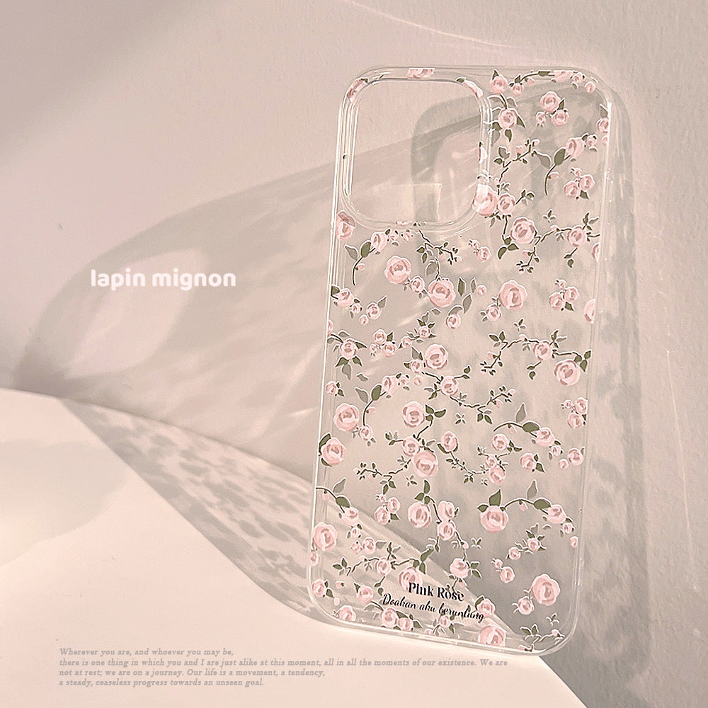 iPhoneケース ピンク フラワー かわいい 透明 クリア スマホケース