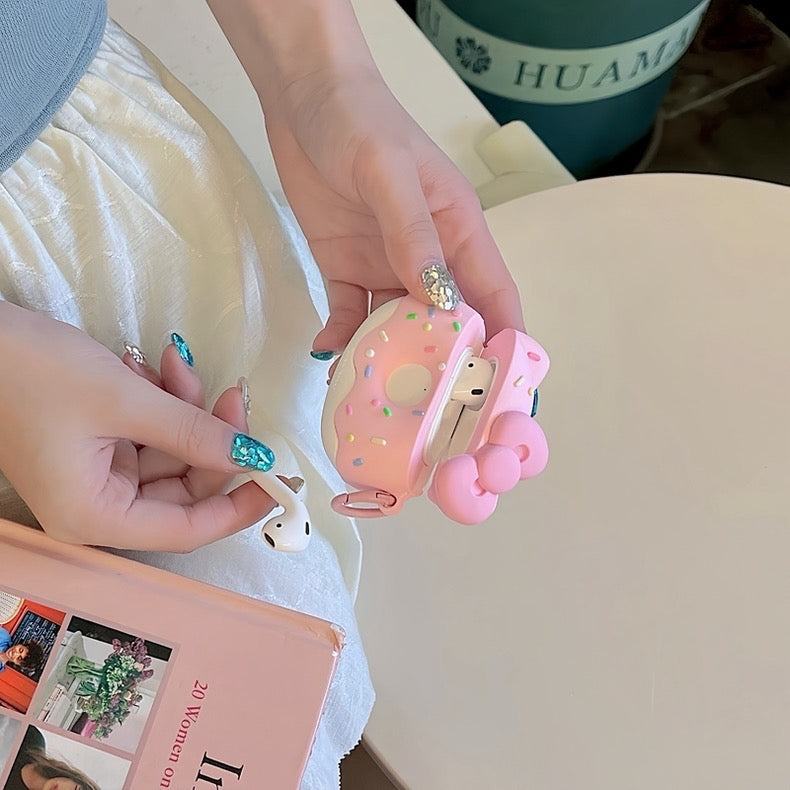 AirPodsケース かわいい ピンク ドーナツ リボン AirPods Proケース