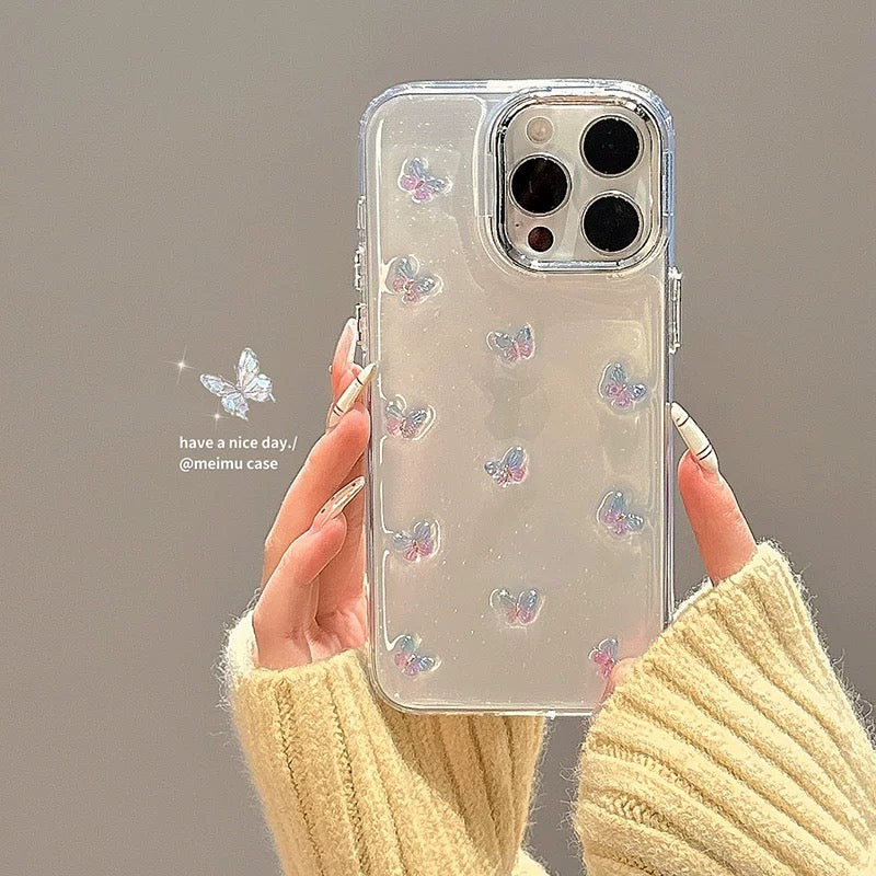 iPhoneケース おしゃれ 立体 蝶々 透明 クリア スマホケース
