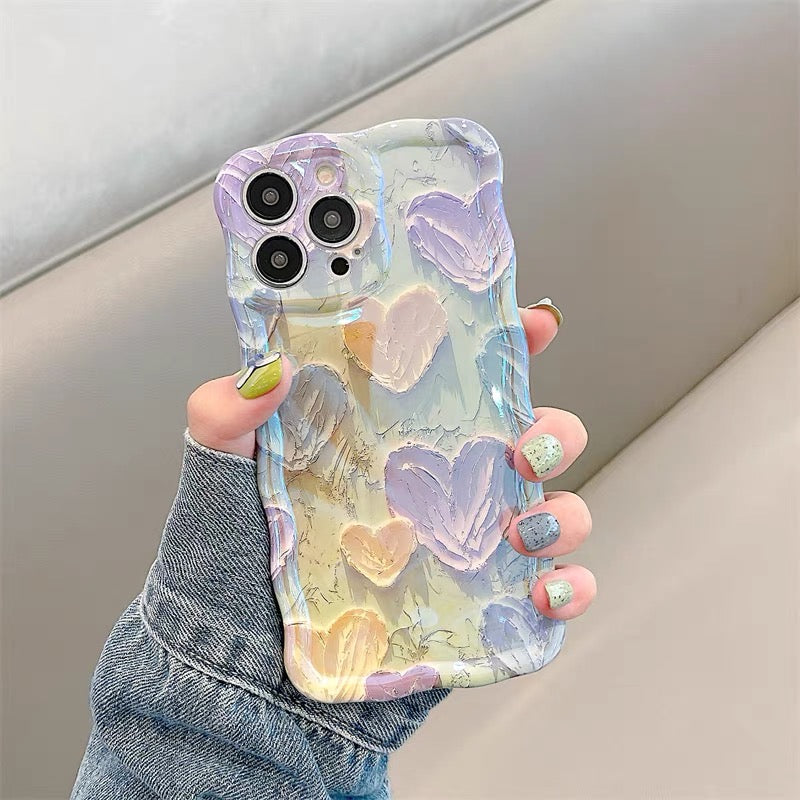 iPhoneケース カラフル ハート かわいい スマホケース