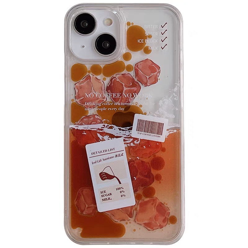 iPhoneケース おしゃれ 氷付き 紅茶 スマホケース