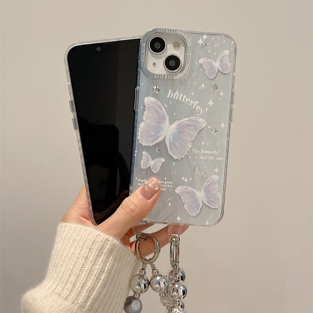 iPhoneケース おしゃれ 蝶々 シルバー スマホケース