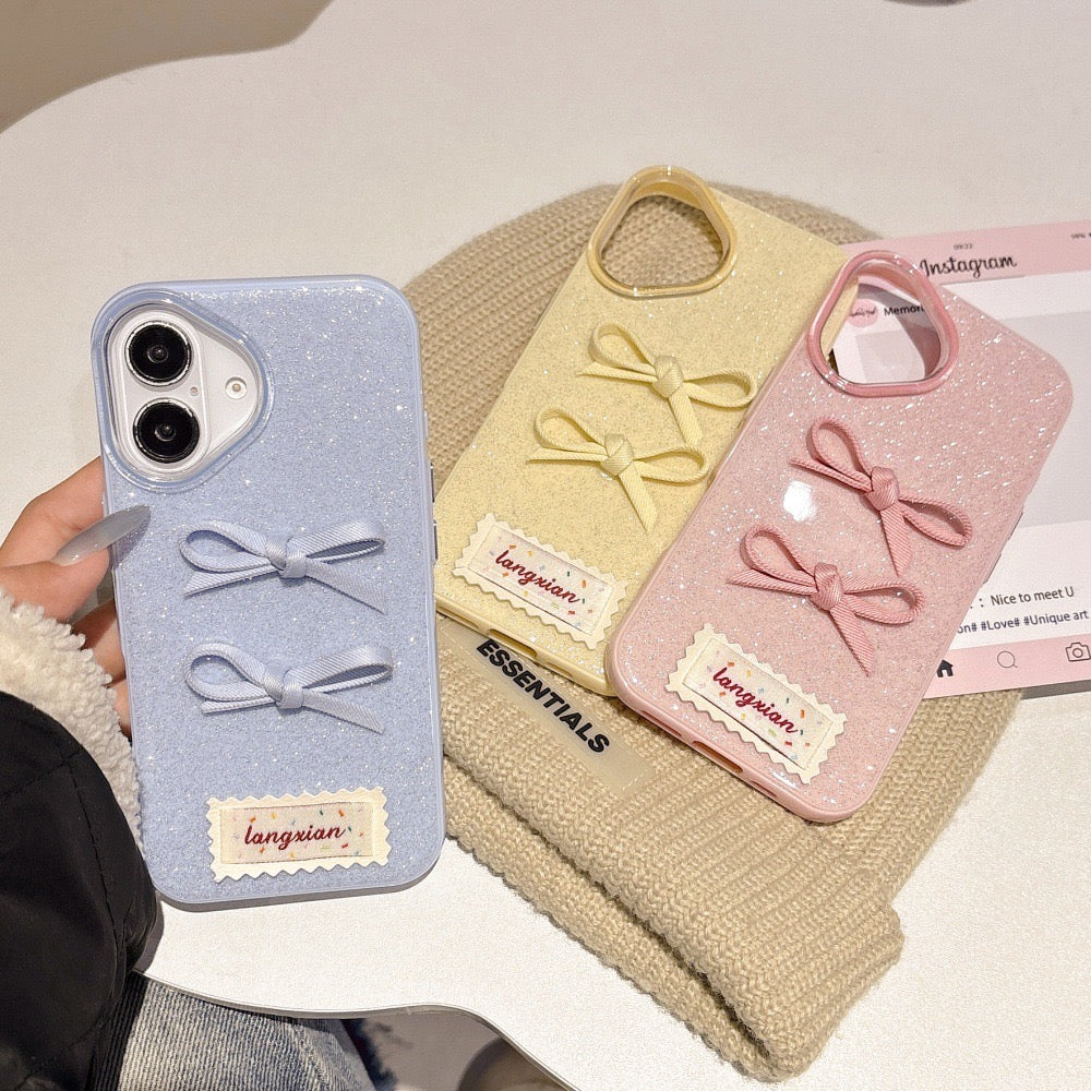iPhoneケース おしゃれ 立体 リボン 単色 スマホケース